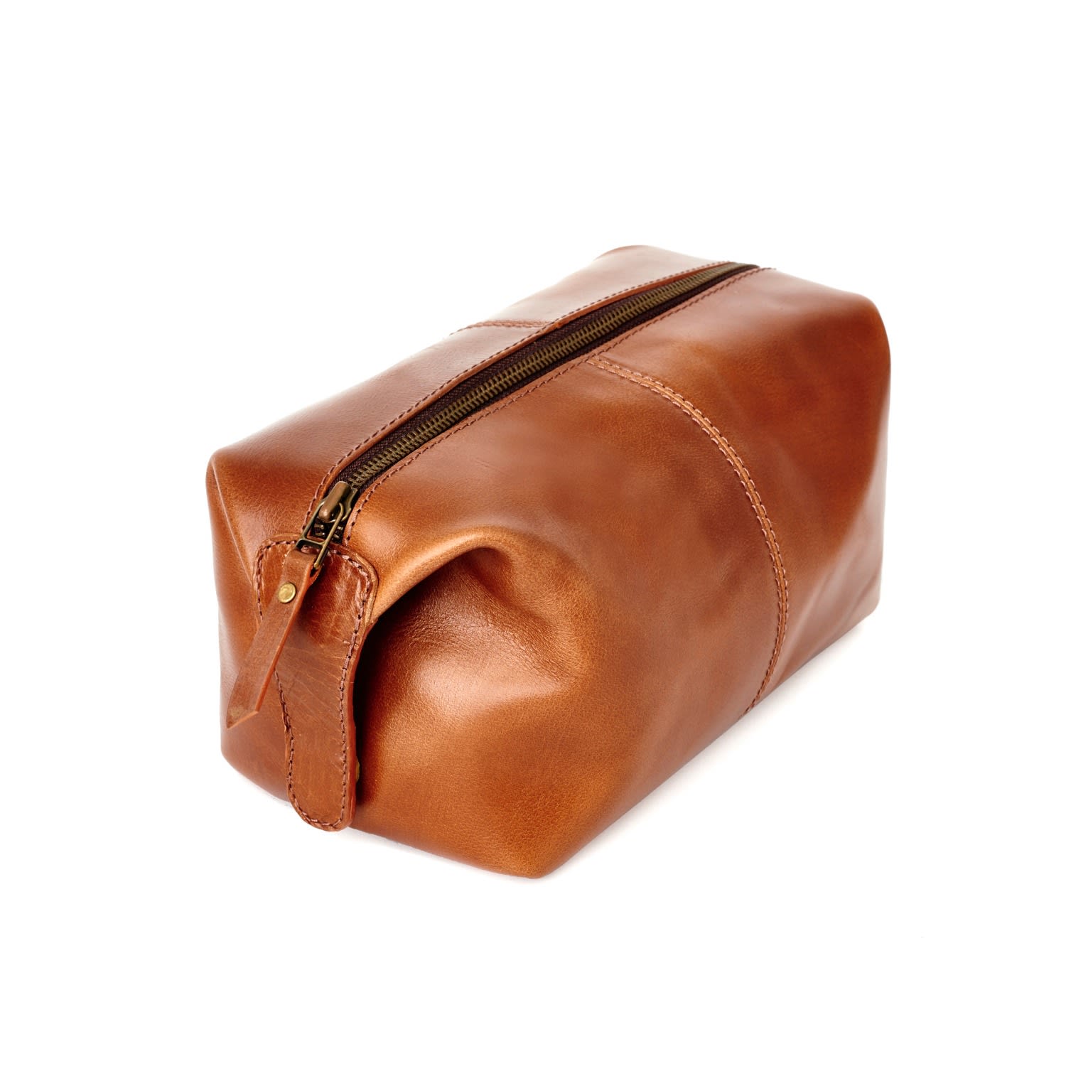 Brown Classic Tan Leather Wash Bag Vida Vida