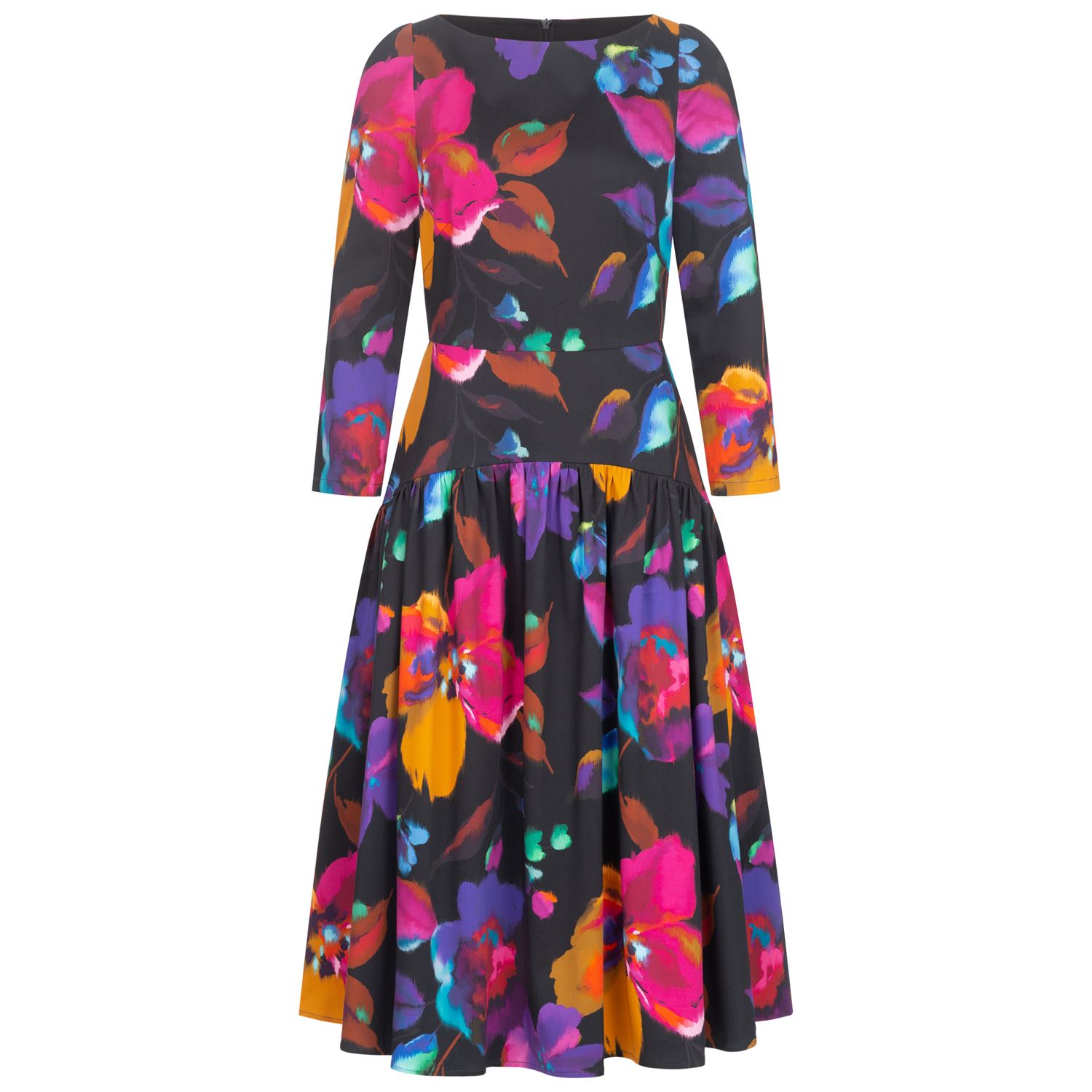Marianna Déri Women's Floral Drop-waist Dress In Black/blue/orange/pink