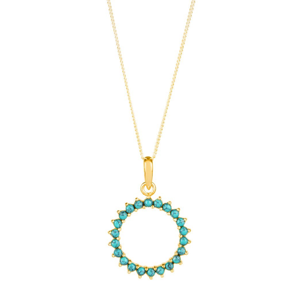 Women’s Halo Radiance Large Gold Vermeil Necklace - Turquoise Charlotte’s Web Jewellery