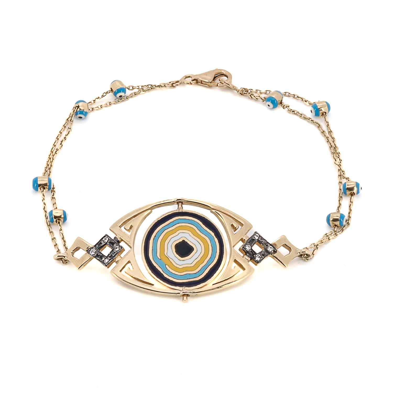 Women’s Gold / Blue Gold And Diamond Lucky Evil Eye Bracelet-Gold Ebru Jewelry