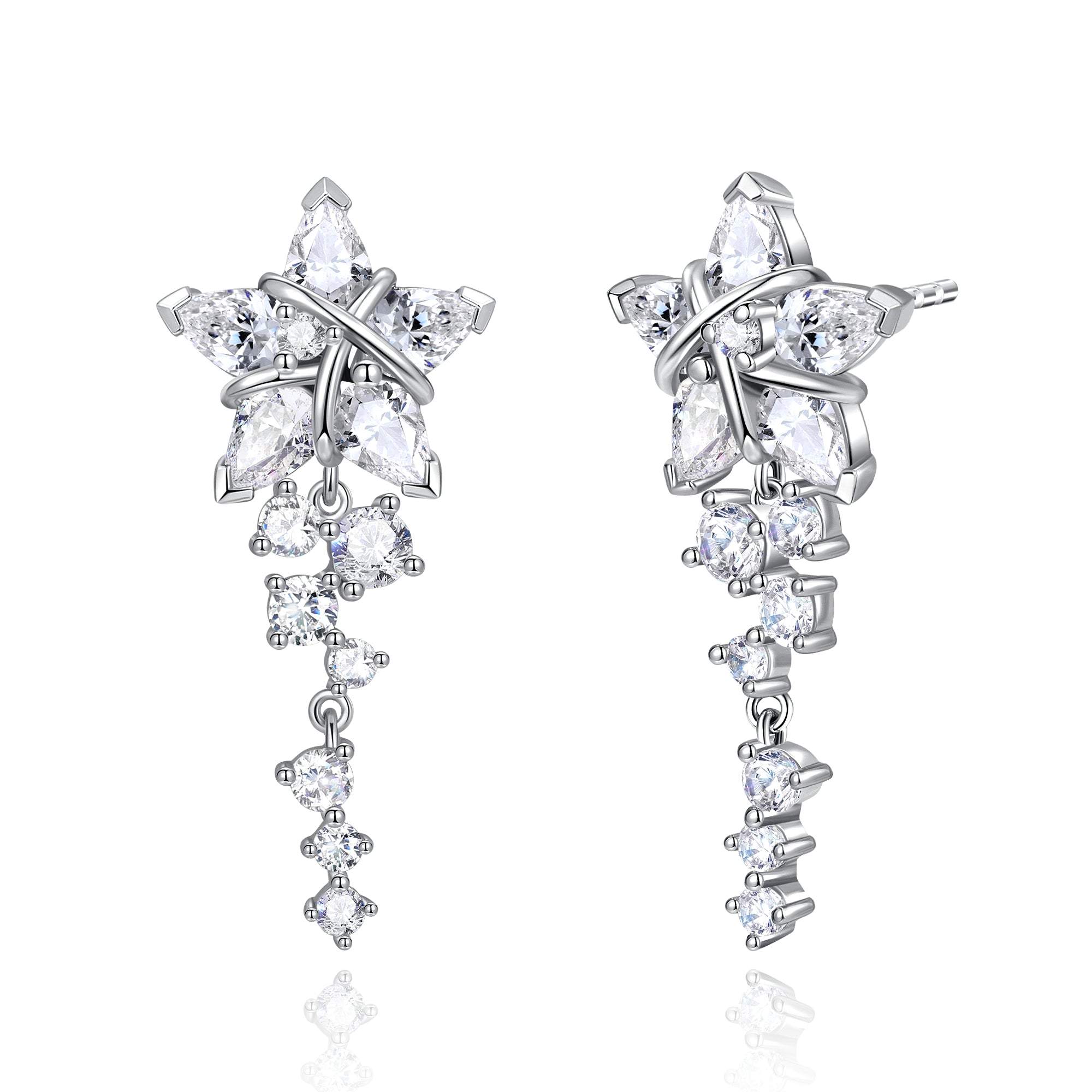 Fanci Me Women's White / Silver / Gold Vega Serenade Twinkling Star Alpha Lyrae Sterling Silver Stud Earring 