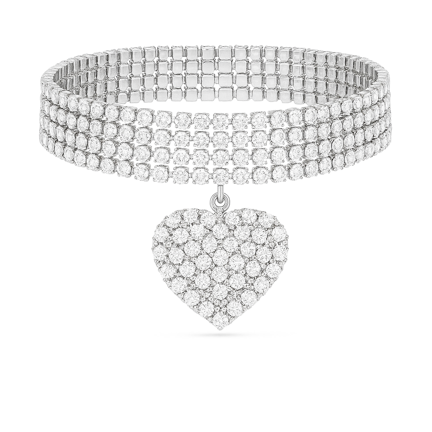 The Gala Women's Silver Radiant Heart Crystal Choker In Silver