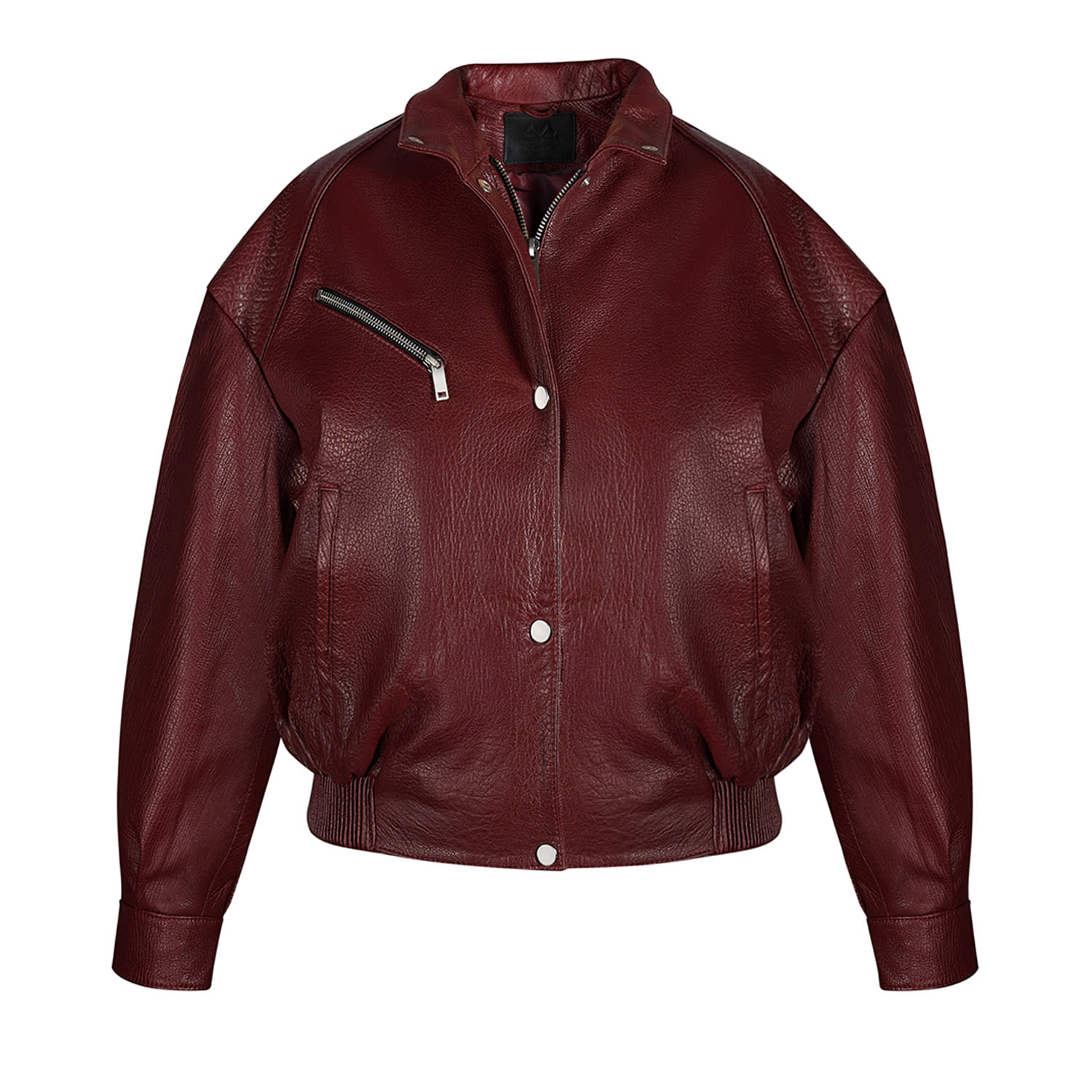 A&a Vesa Women's Red Leather Jacket With Natural Texture - Burgundy In Red