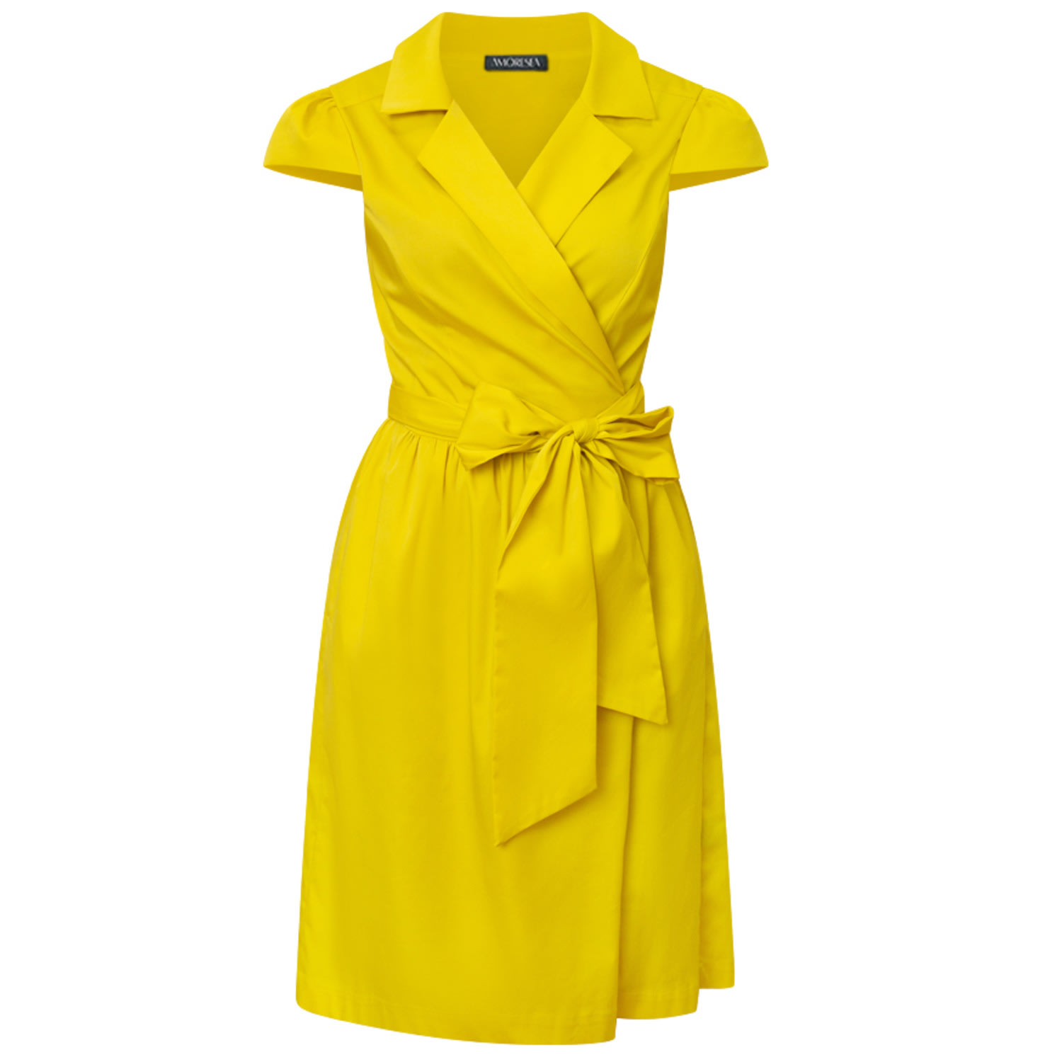 Amoresea Women's Yellow / Orange Brilliant Yellow Cotton Wrap Dress With Pockets In Yellow/orange