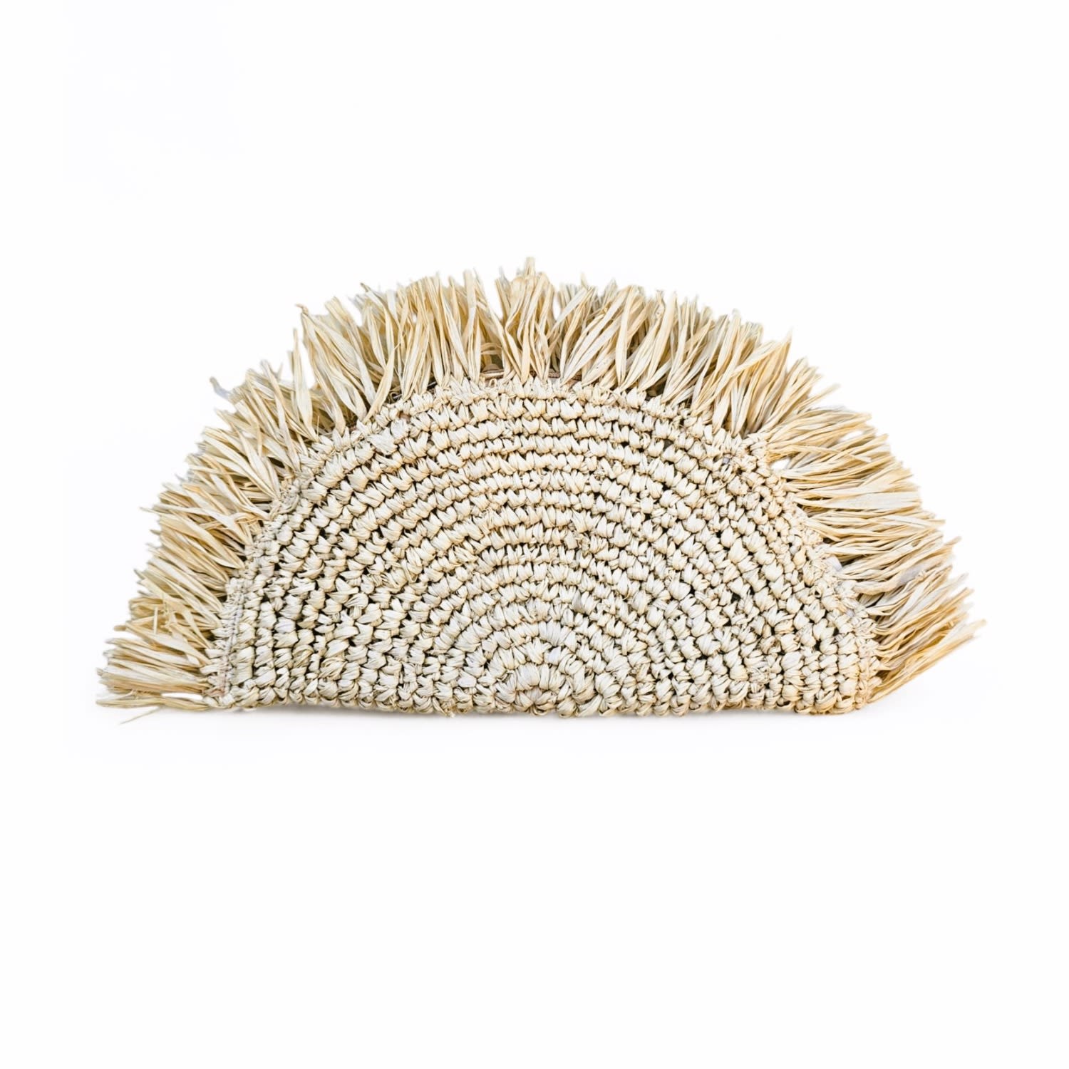 Women's Neutrals Matilde Raffia Fringe Clutch - Vanilla | Ohsun
