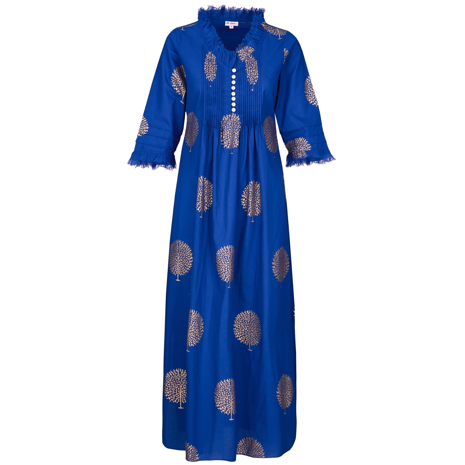 Women's Cotton Annabel Maxi Dress In Marrakesh Blue & Gold | 6Xl | At Last...
