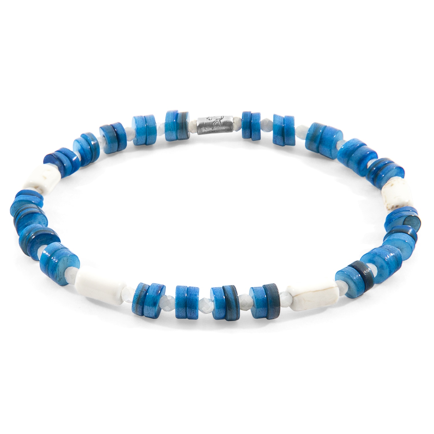 Anchor & Crew Women's Blue Maisie Silver & Freshwater Shell Skinny Bracelet In Blue