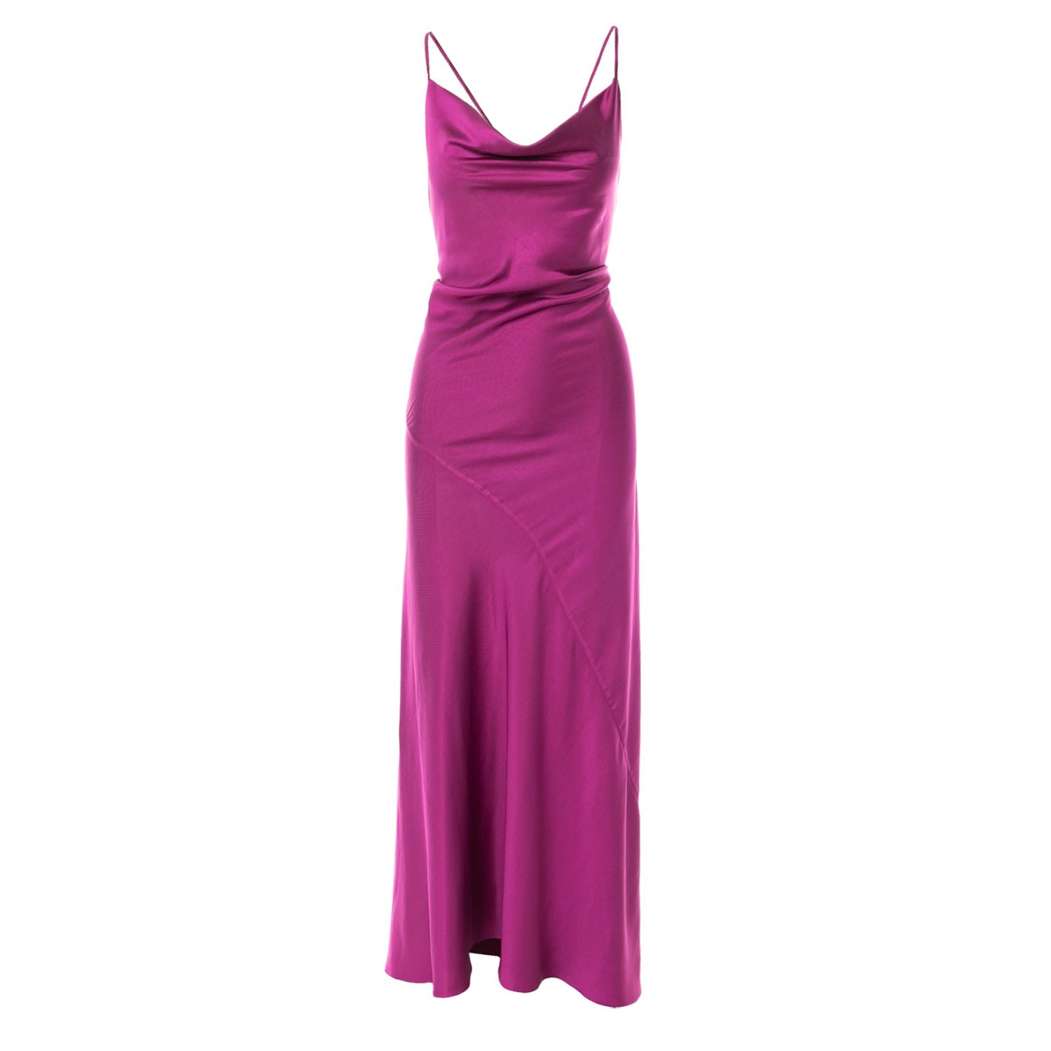 Women’s Pink / Purple Tulum Cowl Neck Satin Ankle Dress In Fuchsia Extra Small Roserry