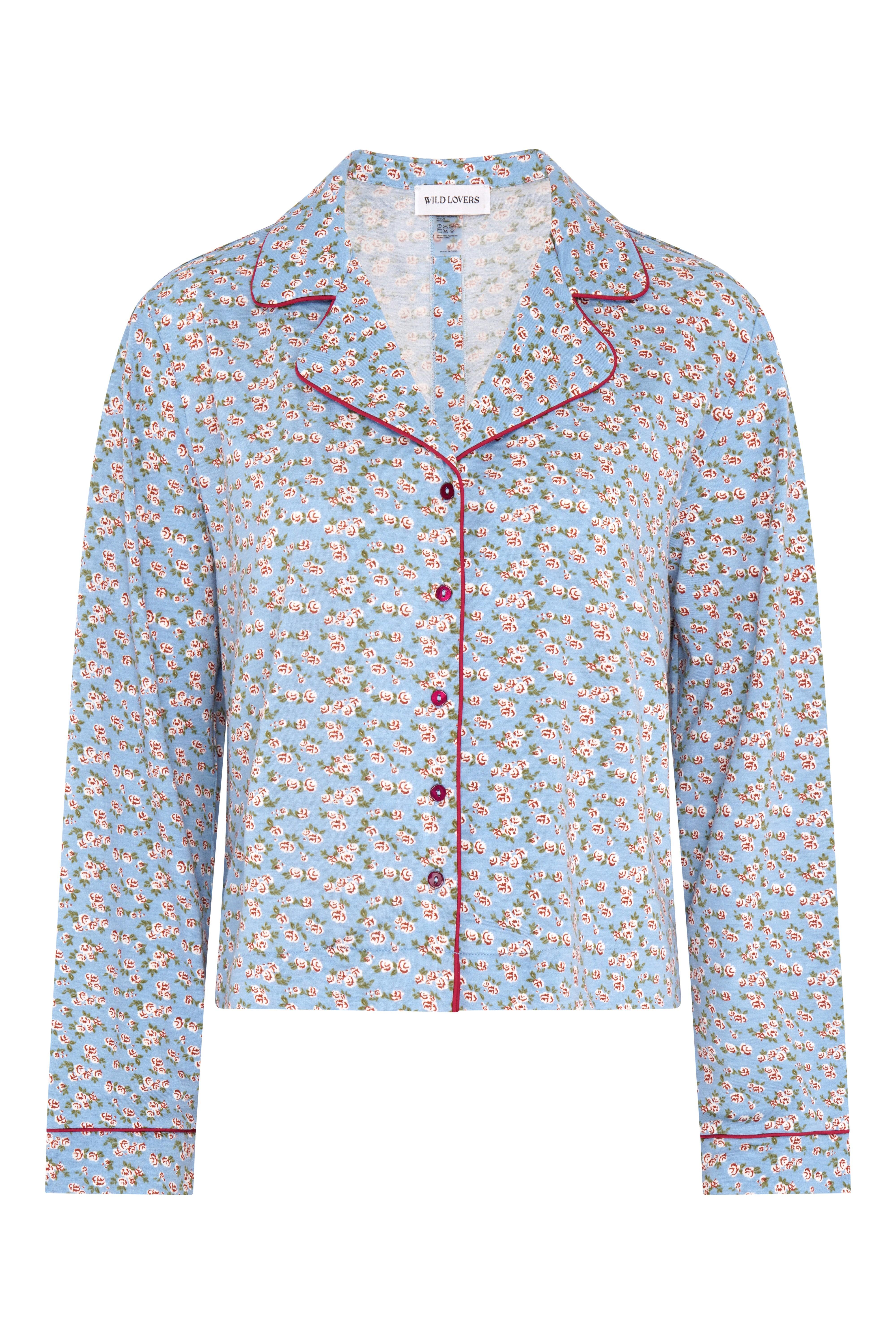Wild Lovers London Women's Blue Edwina Pyjama Shirt In Blue