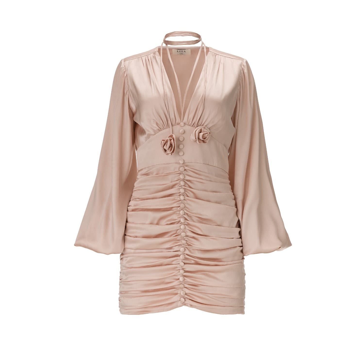 Women's Orange Ruched Mini Dress In Pink Satin | Small | Lita Couture