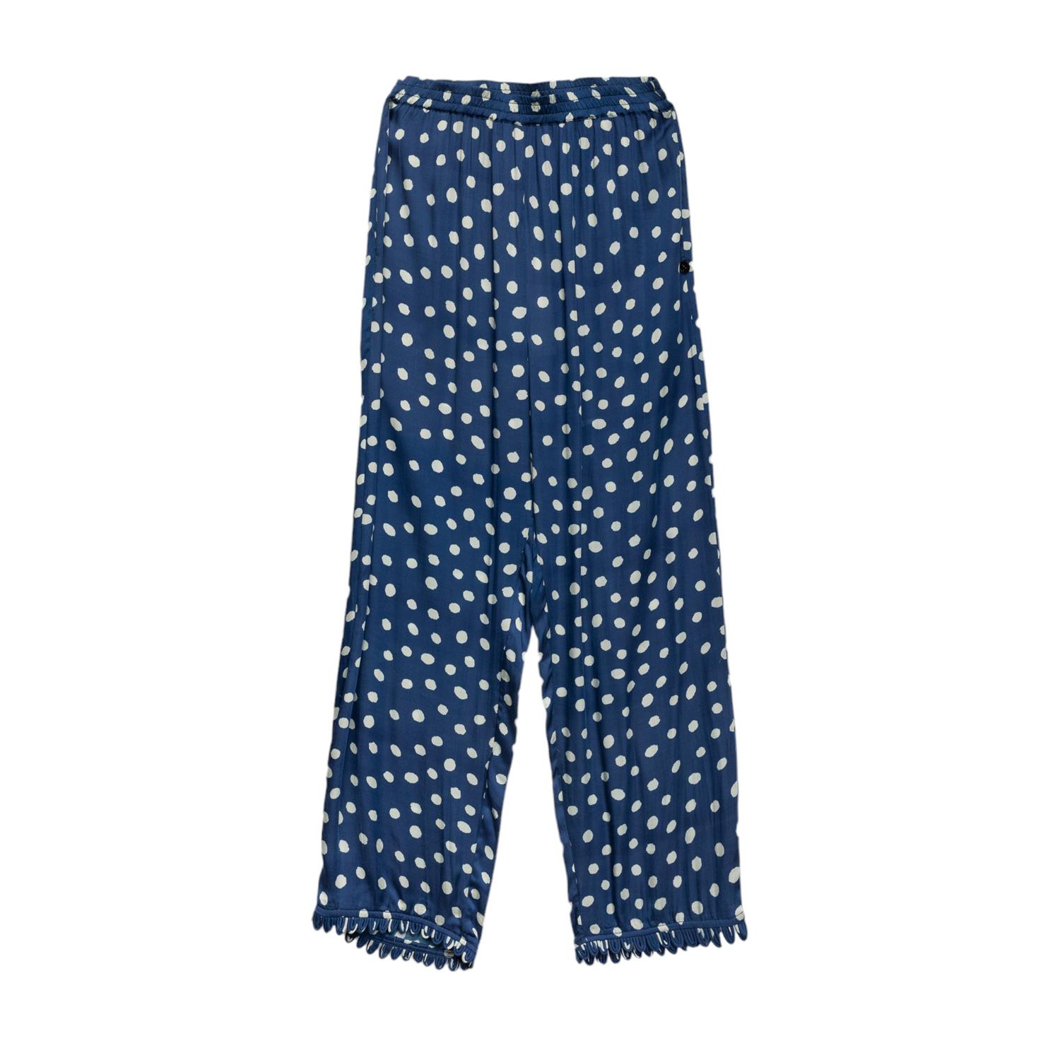 Women’s Blue Straight Pants With Polka Dots Small Niza