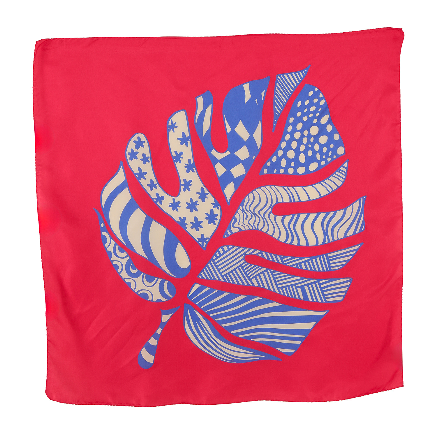 Pashmisy Women's Blue / Red Solitary Flower Red-purple Silk Scarf In Blue/red