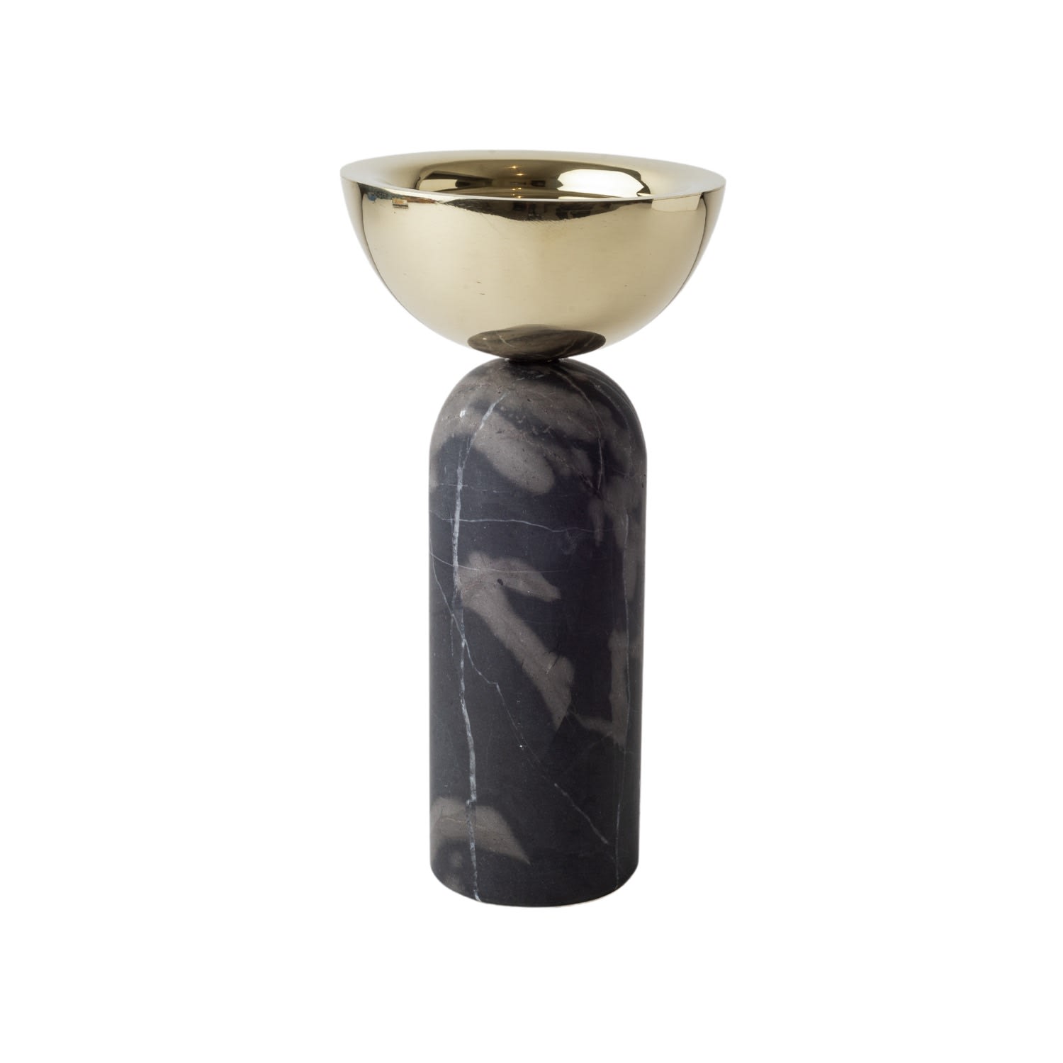 Votive Marble & Brass Candle Holder Medium - Black . Bruci Editora De Diseo