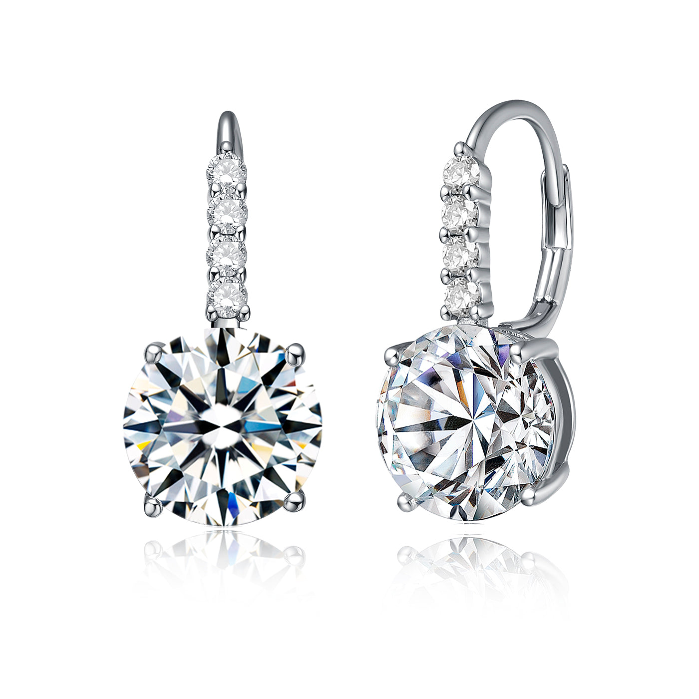 Genevive Jewelry Women's Rachel Glauber White Gold Plated Cubic Zirconia Hinge Back Earrings In White