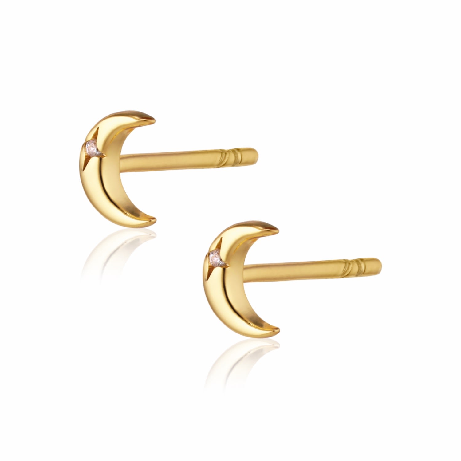 Alura Copenhagen Jewellery Women's Venus Moon Earstuds W. Zirconia - Gold