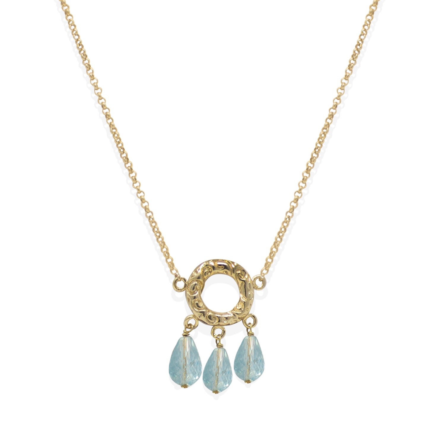 Women’s Gold / Blue Liberty Gold Vermeil Blue Topaz Necklace Vintouch Italy