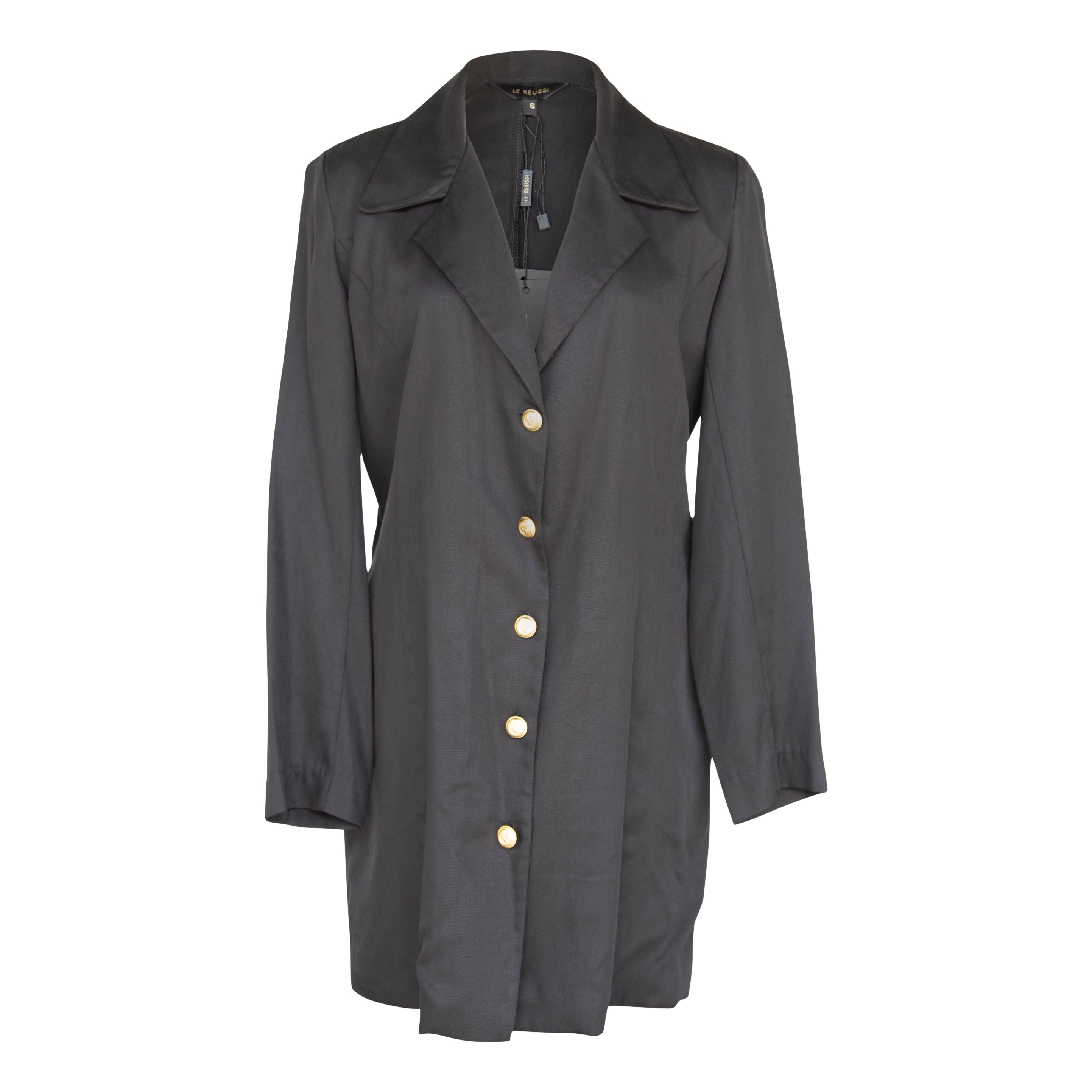 Le Réussi Women's Linen Long Jacket In Black In Black