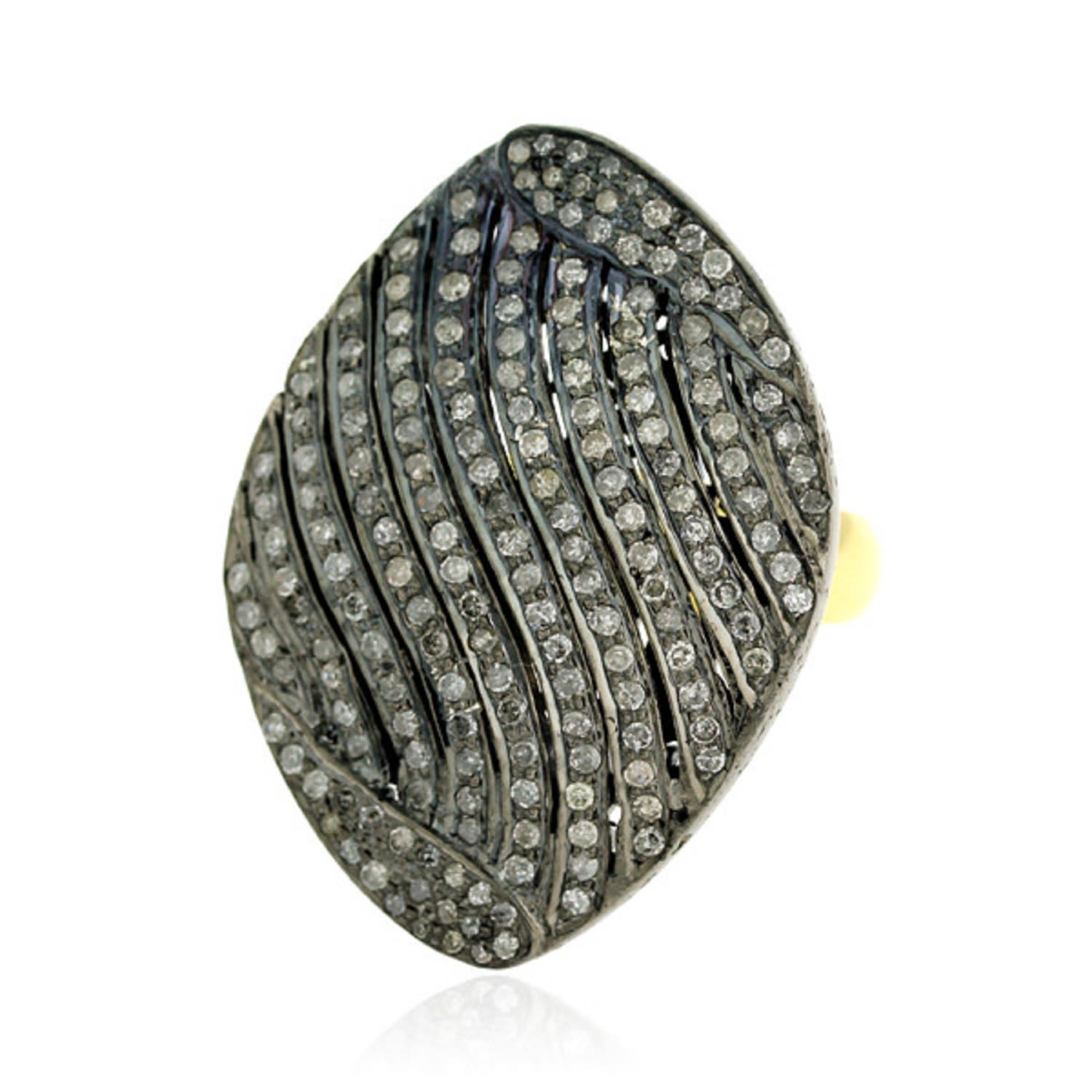 Women’s Silver / White / Gold Vintage Look Ring Natural Pave Diamond In 14K Gold 925 Sterling Silver Jewelry Artisan