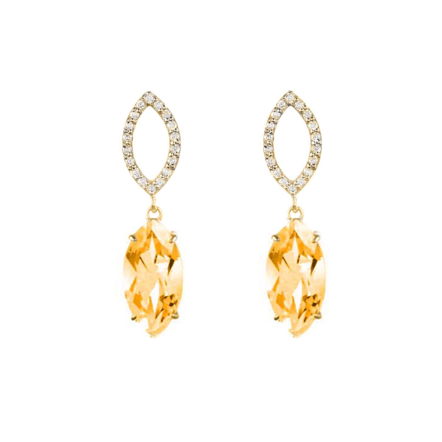 Women’s Gold / Yellow / Orange Citrine & Diamond Earrings Augustine Jewels