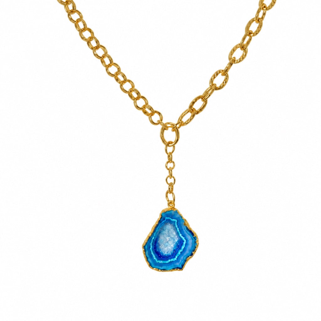 Magpie Rose Women's Blue Aqua Rock Drops Necklace