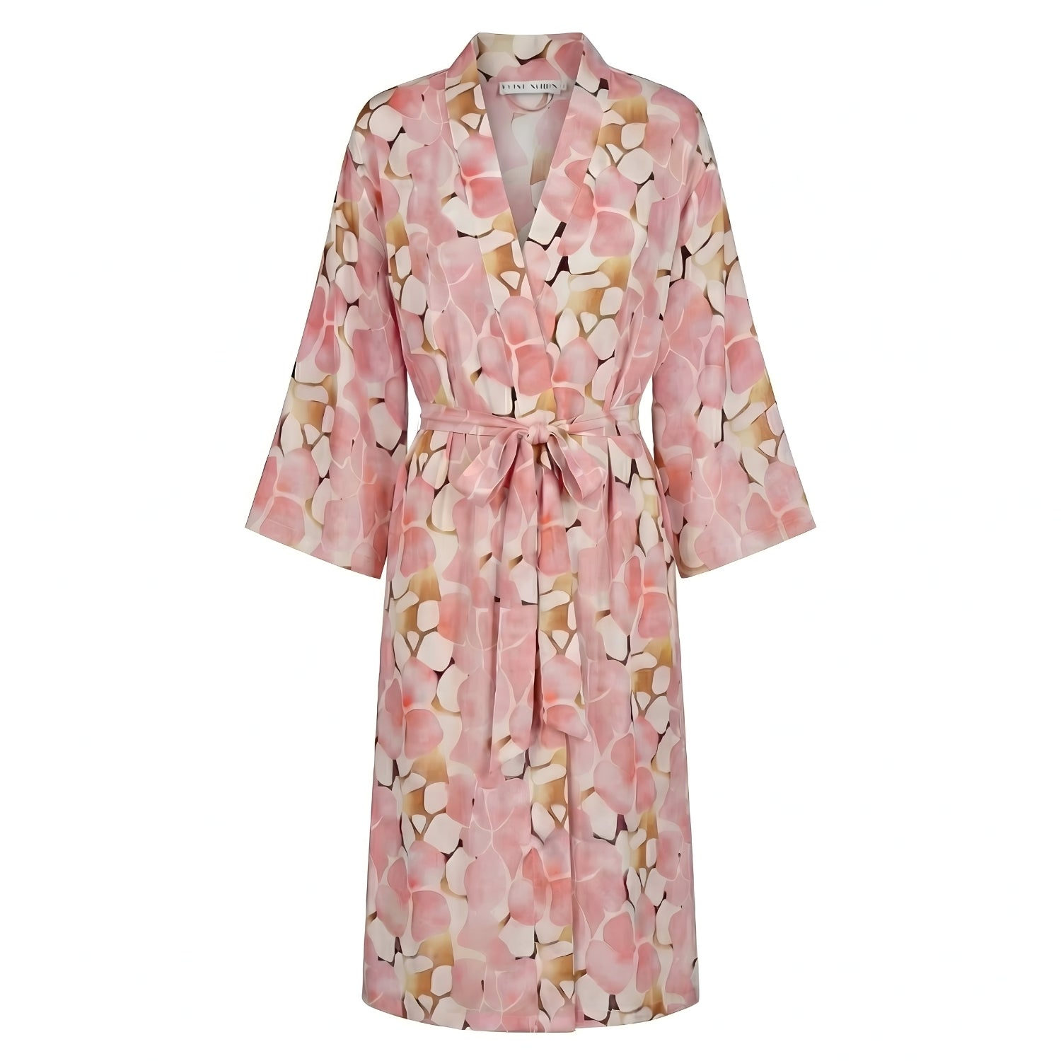 Women's Pink Silk Midi Kimono - Kintsugi Swan | Large | Elise Seren