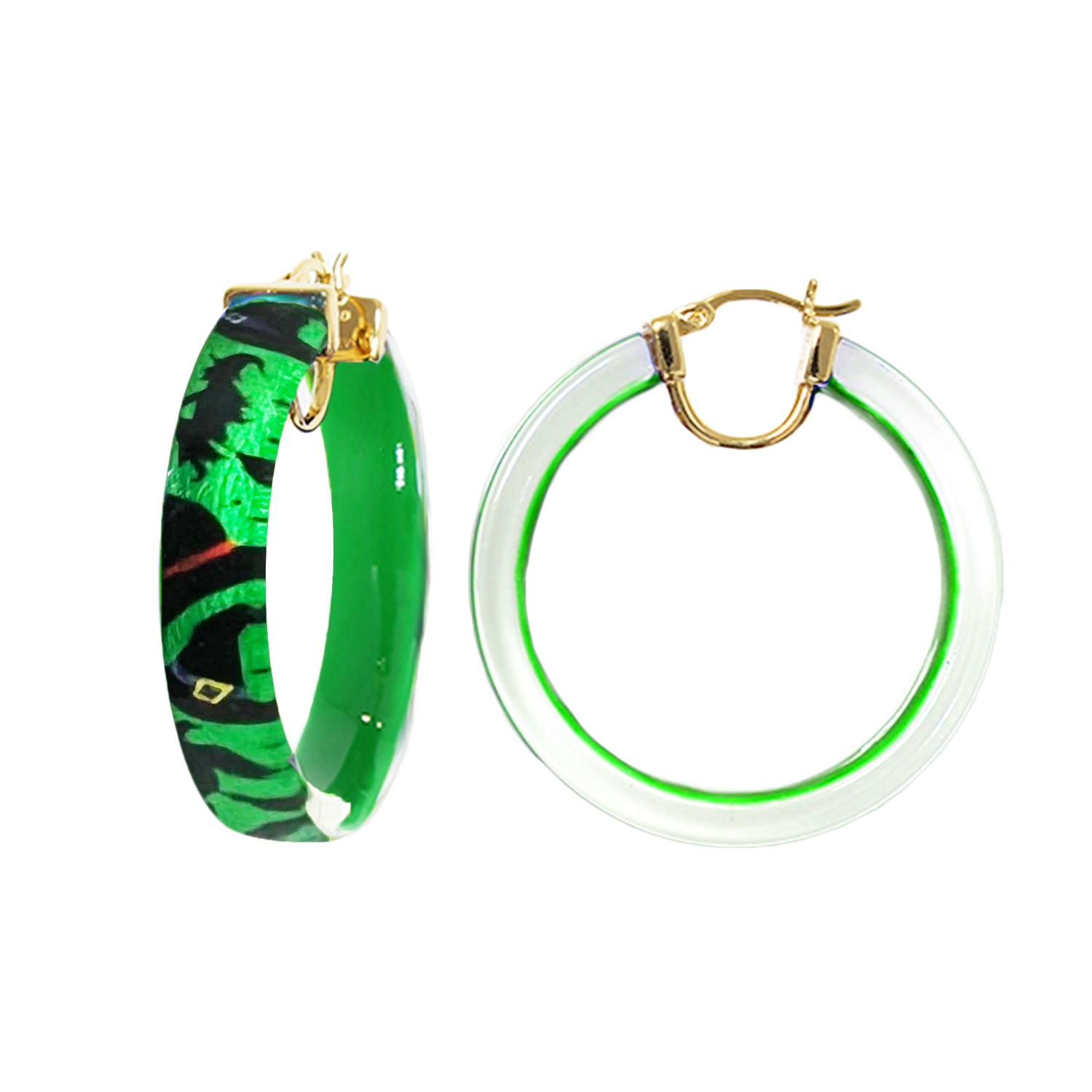 Women’s Green Witches Hoop Earrings Gold & Honey