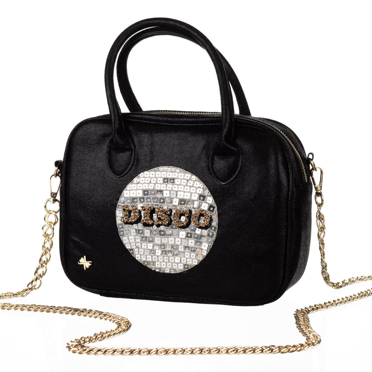 Women’s Laines London Couture Black Metallic Bag With Embellished Disco Ball