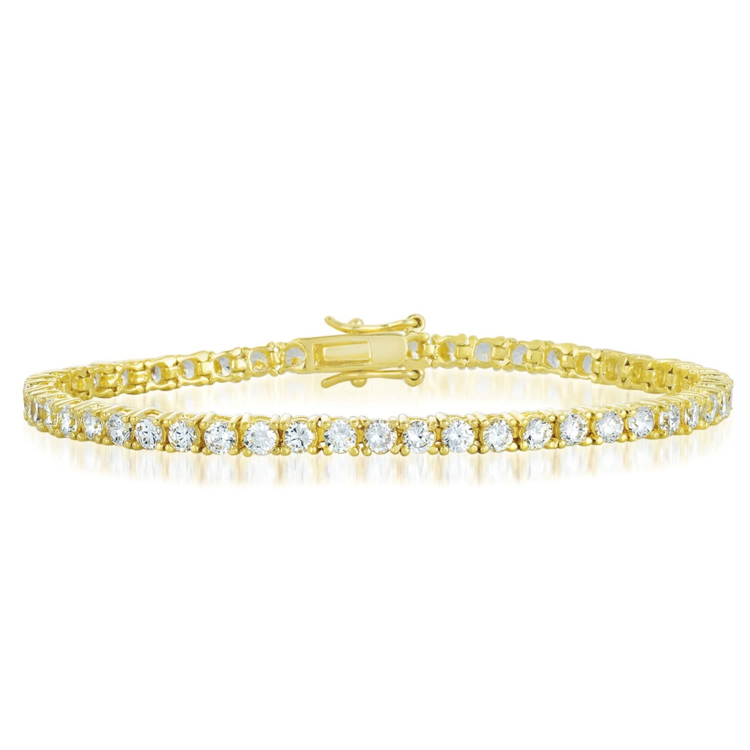 Women’s Classic Sterling Silver Gold Plated Cubic Zirconia Tennis Bracelet Genevive Jewelry