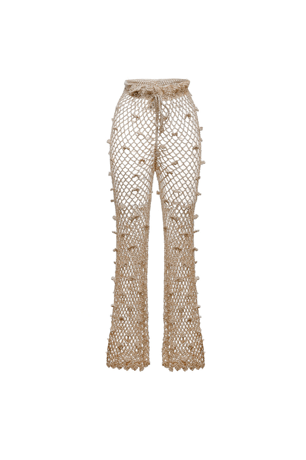 Women’s Gold / Silver Metallic Handmade Crochet Pants Medium Andreeva