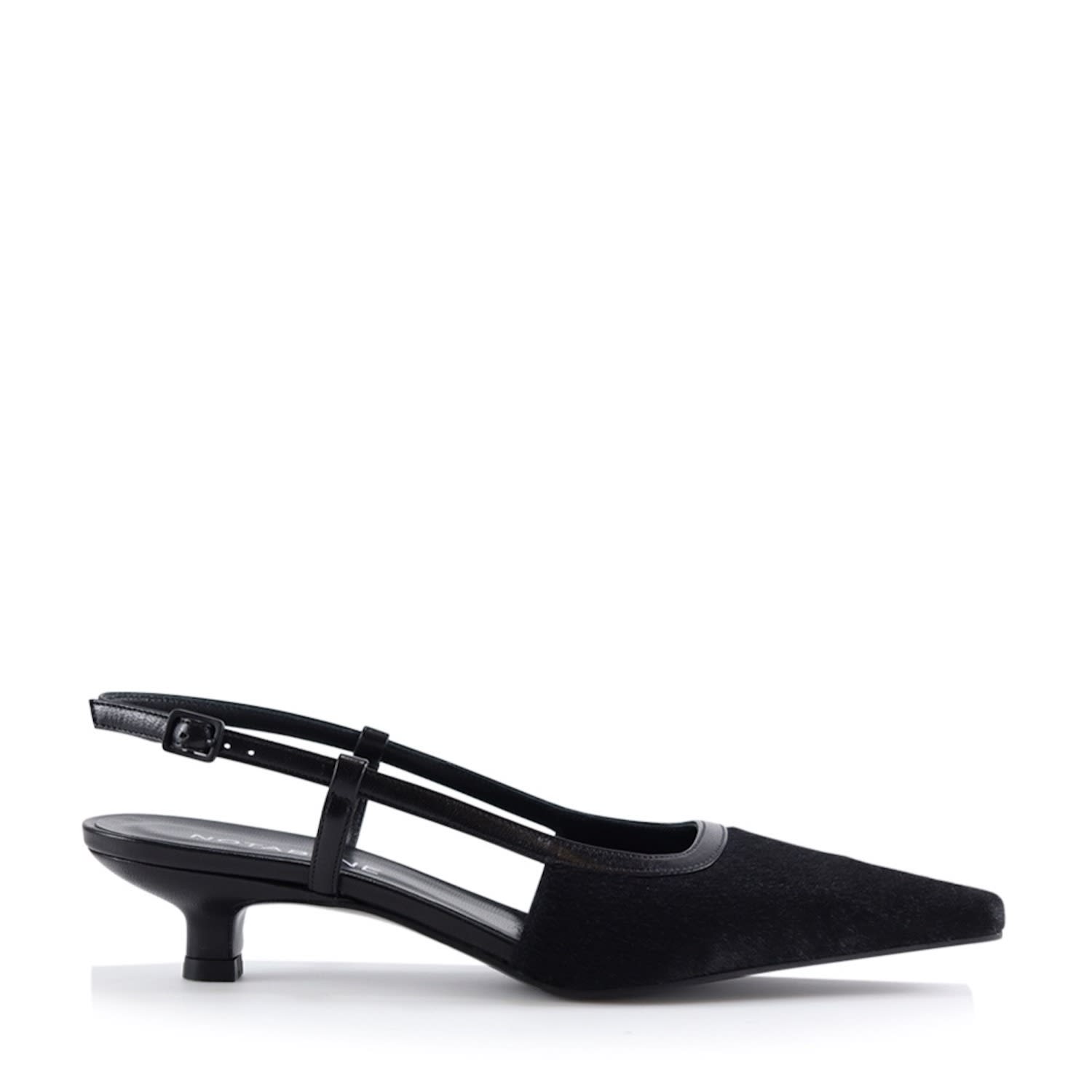 Notabene Women's Elena Slingback Stilettos, Black Cow Hair