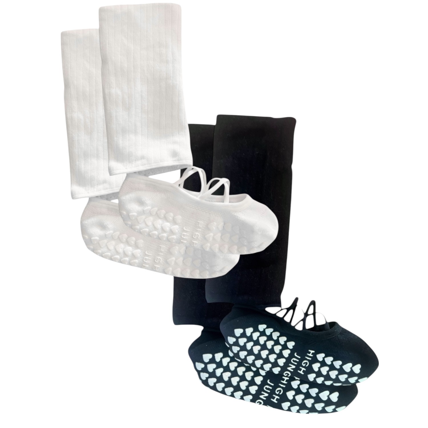 High Heel Jungle By Kathryn Eisman Women's White / Black Studio Grip Premium Strappy Leg Warmer Sock - Two Pairs In Multi