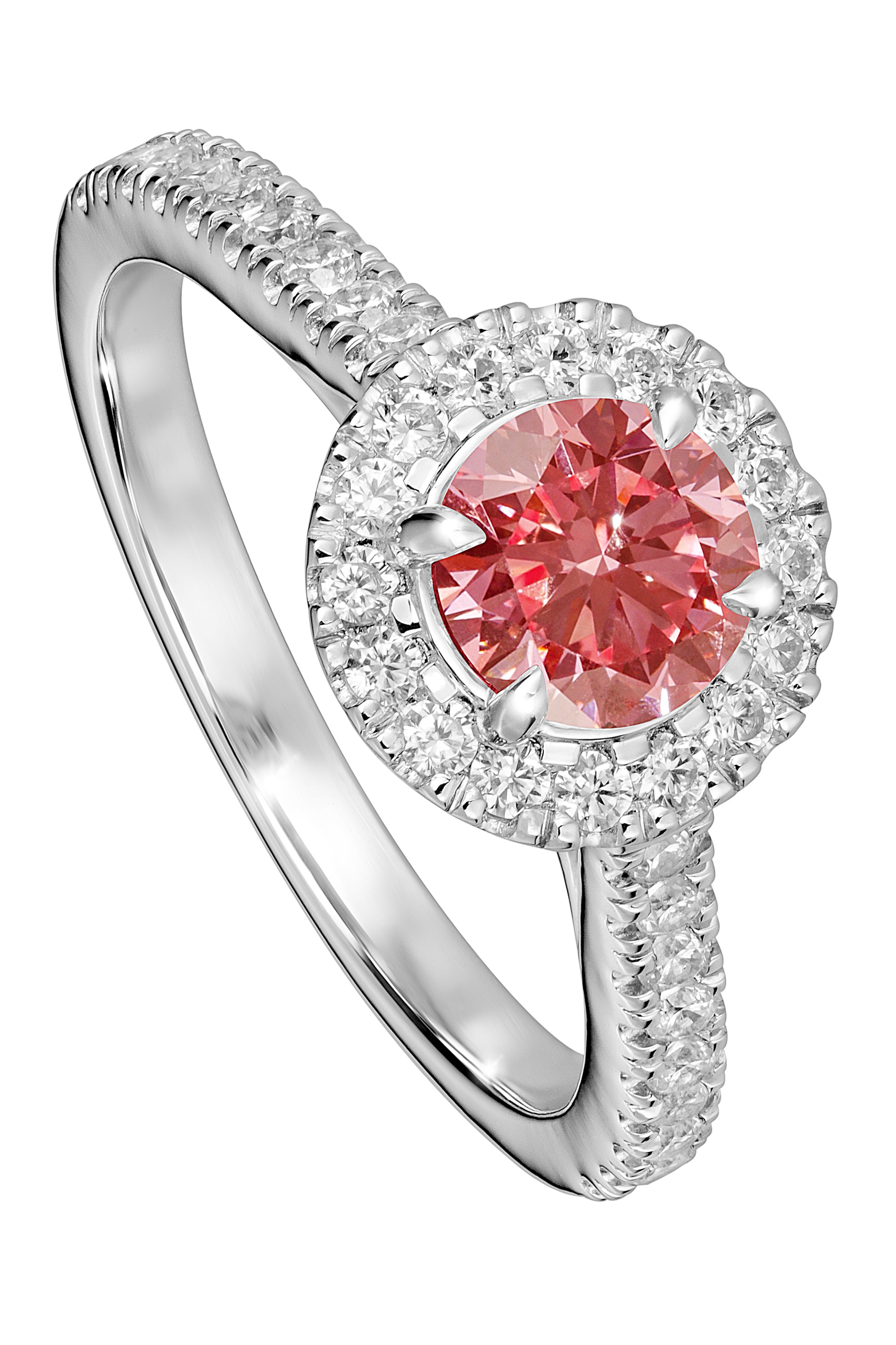 Women’s Silver Evelyn White Gold Pink Lab Grown Diamond Ring Created Brilliance