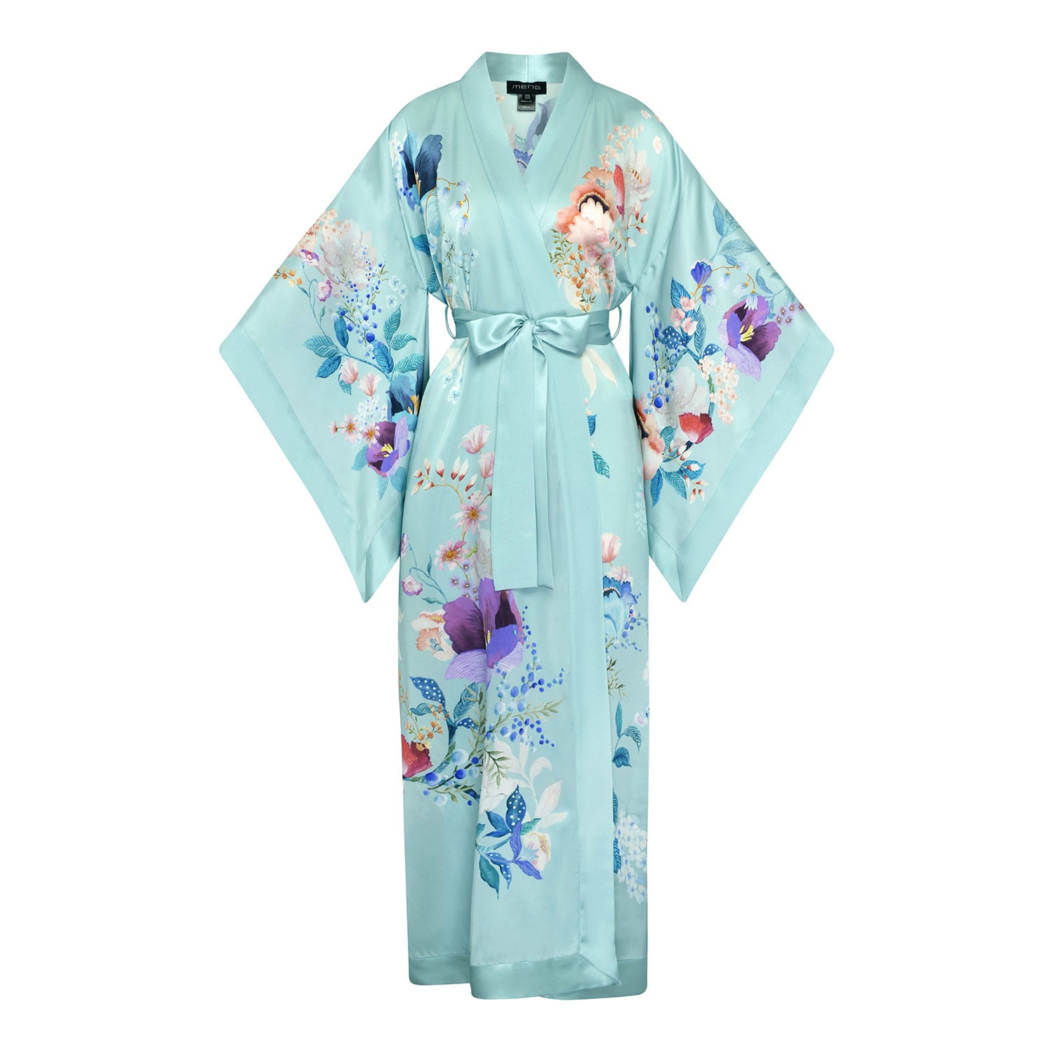 Women's Green Silk Satin Kimono | One Size | Meng