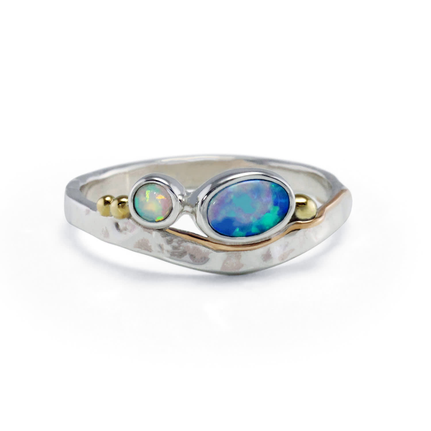 Isla Silver Women's Blue / Silver White & Blue Dainty Opal Ring