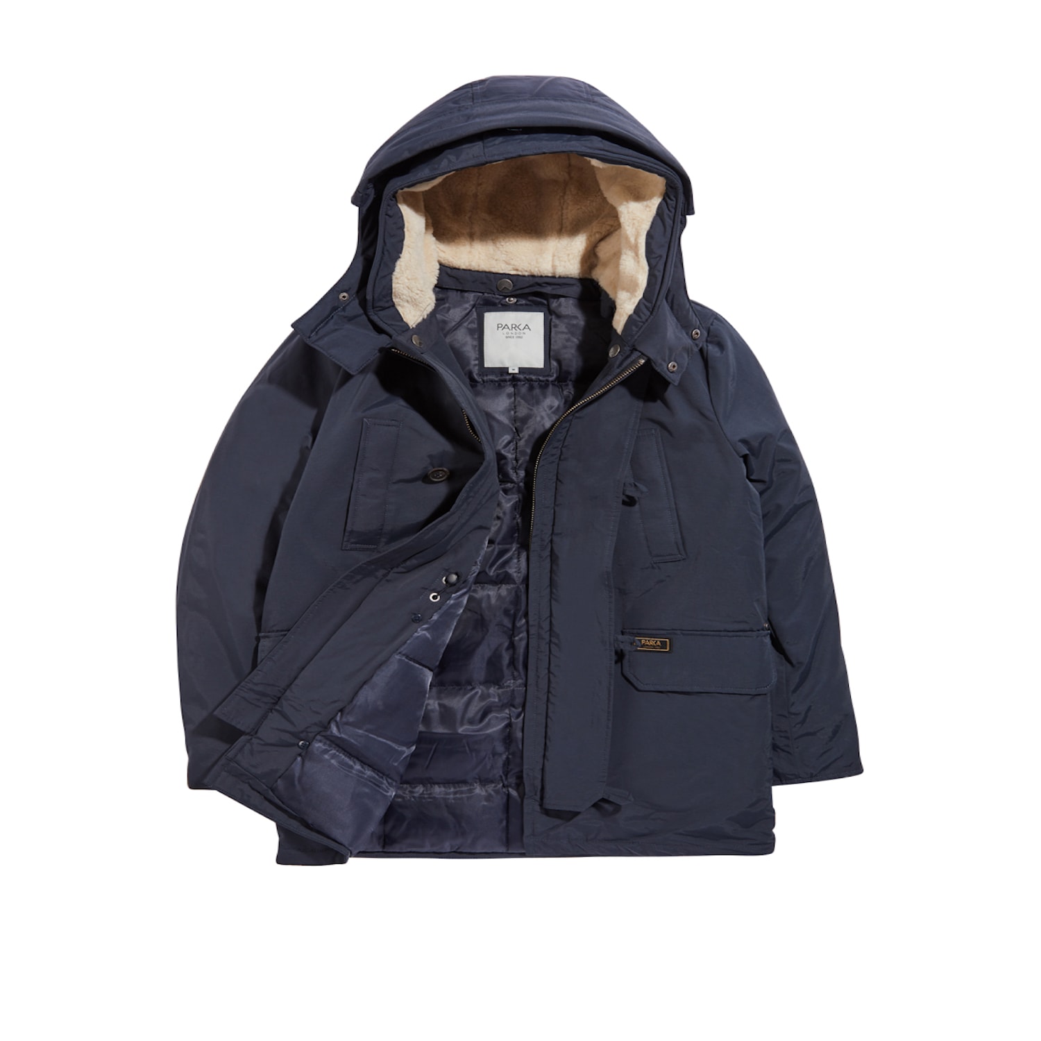 Men’s Expedition Shearling Parka - Navy Blue Large Parka London