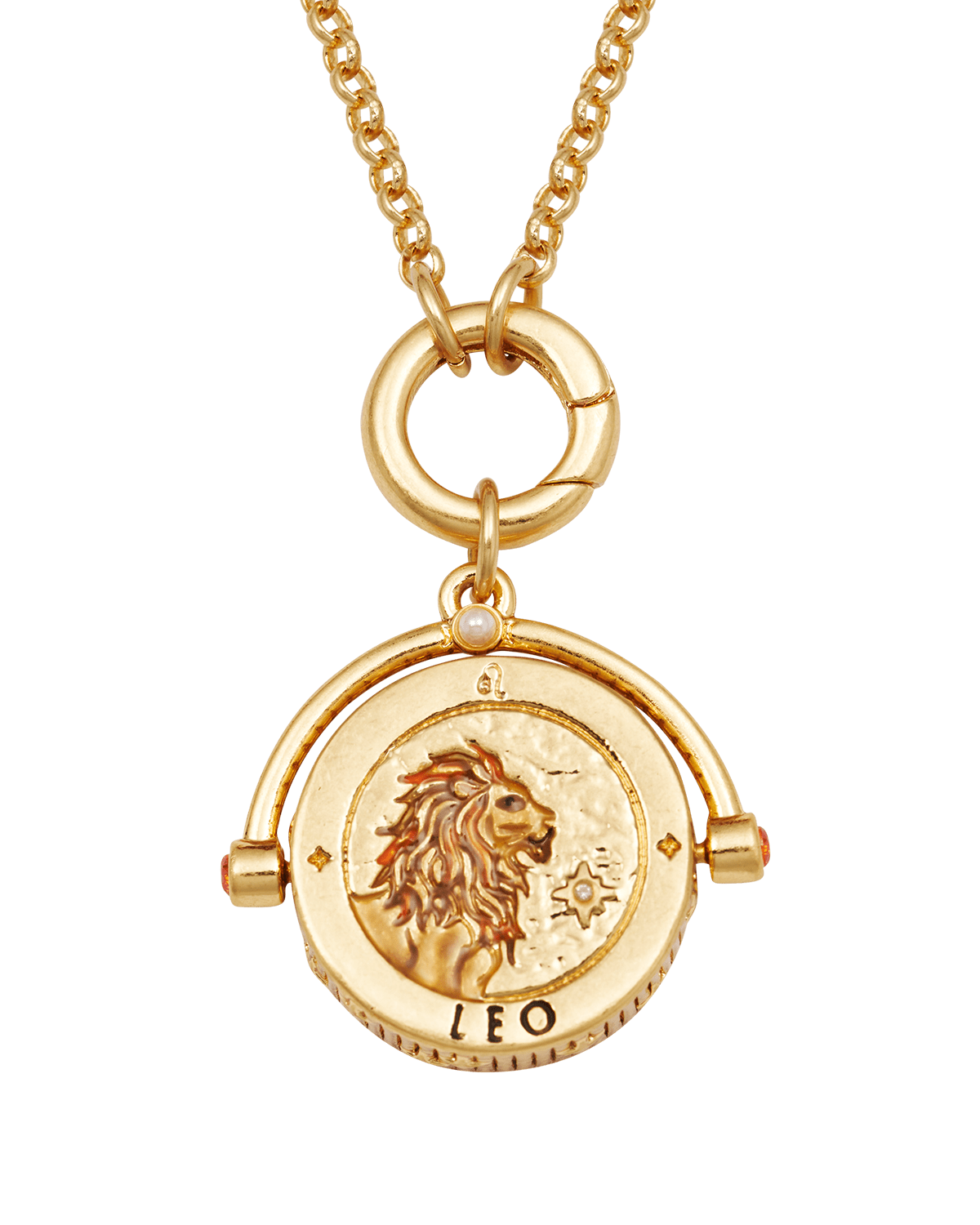 Fable England Women's Leo Zodiac Spinner Necklace In Gold