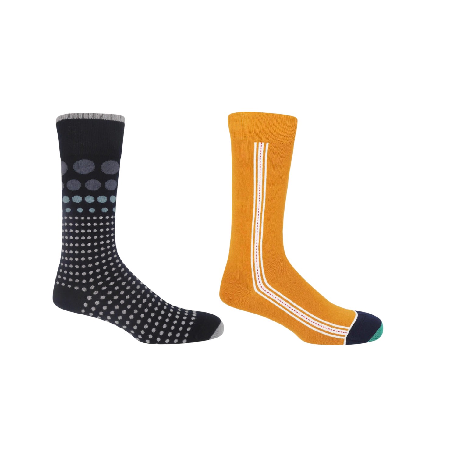 Black Grad Polka & Mustard Andover Men’s Socks Two Pack One Size Peper Harow - Made in England