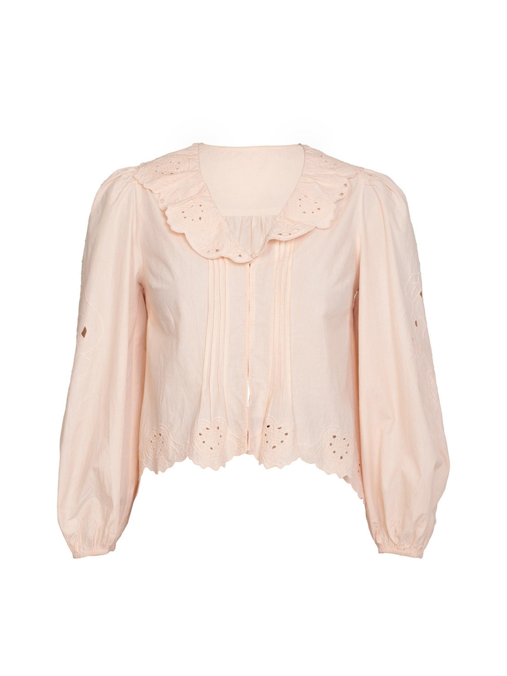 Rose & Nancy Women's Pink / Purple Helen Pink Heart Embroidery Collar Blouse