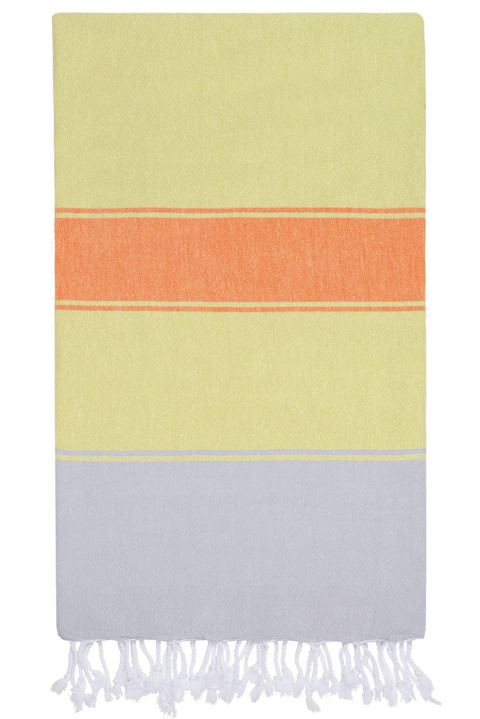 Grey / Yellow / Orange Talia Hammam Towel - Kiwi / Melon One Size Ailera