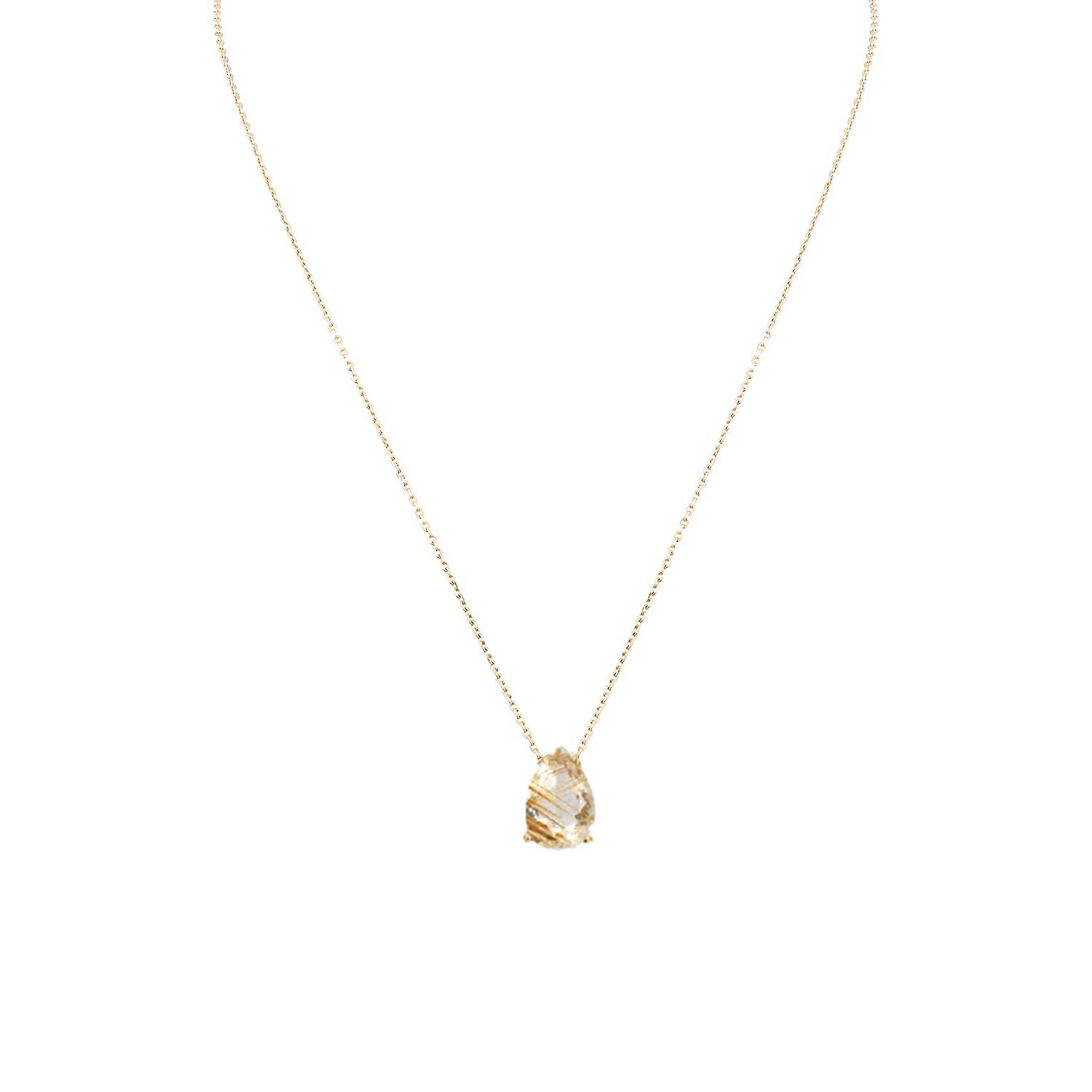 Sally Skoufis Women's Pure Droplet Necklace With Gold Rutile In 18k Gold Vermeil In Gold