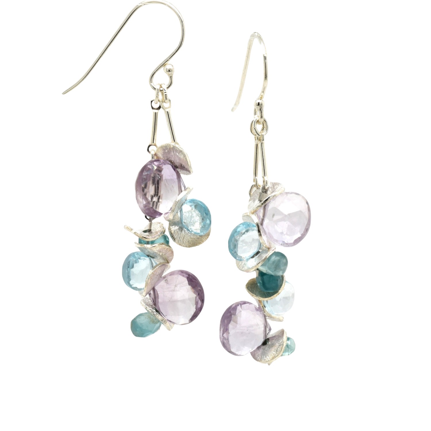 Lori Kaplan Design Women's Blue / Silver / Pink Signature Sunset Silver Earrings In Multi