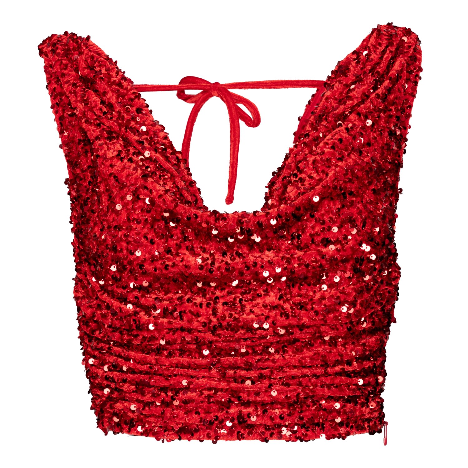 Ofuure Women's Red Jess Sequin Cowl Crop Top In Ruby In Red