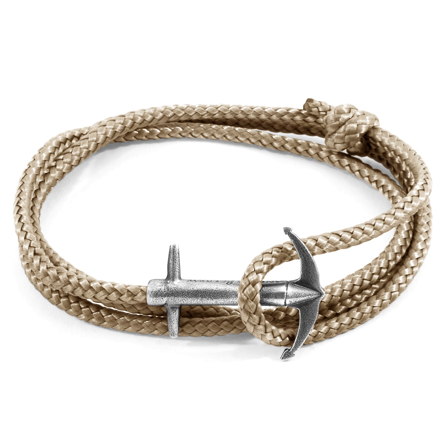 Men’s Sand Brown Admiral Anchor Silver & Rope Bracelet Anchor & Crew