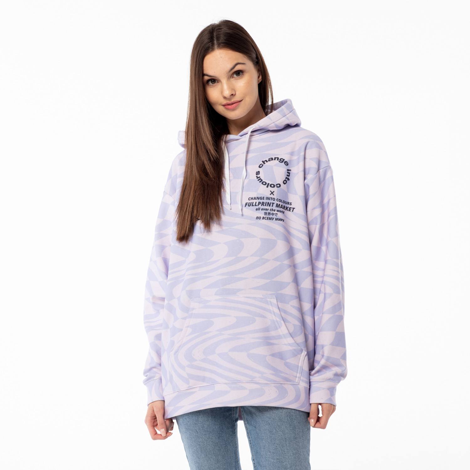 Aloha From Deer Women's Blue / Neutrals Distorted Oversize Hoodie In Blue