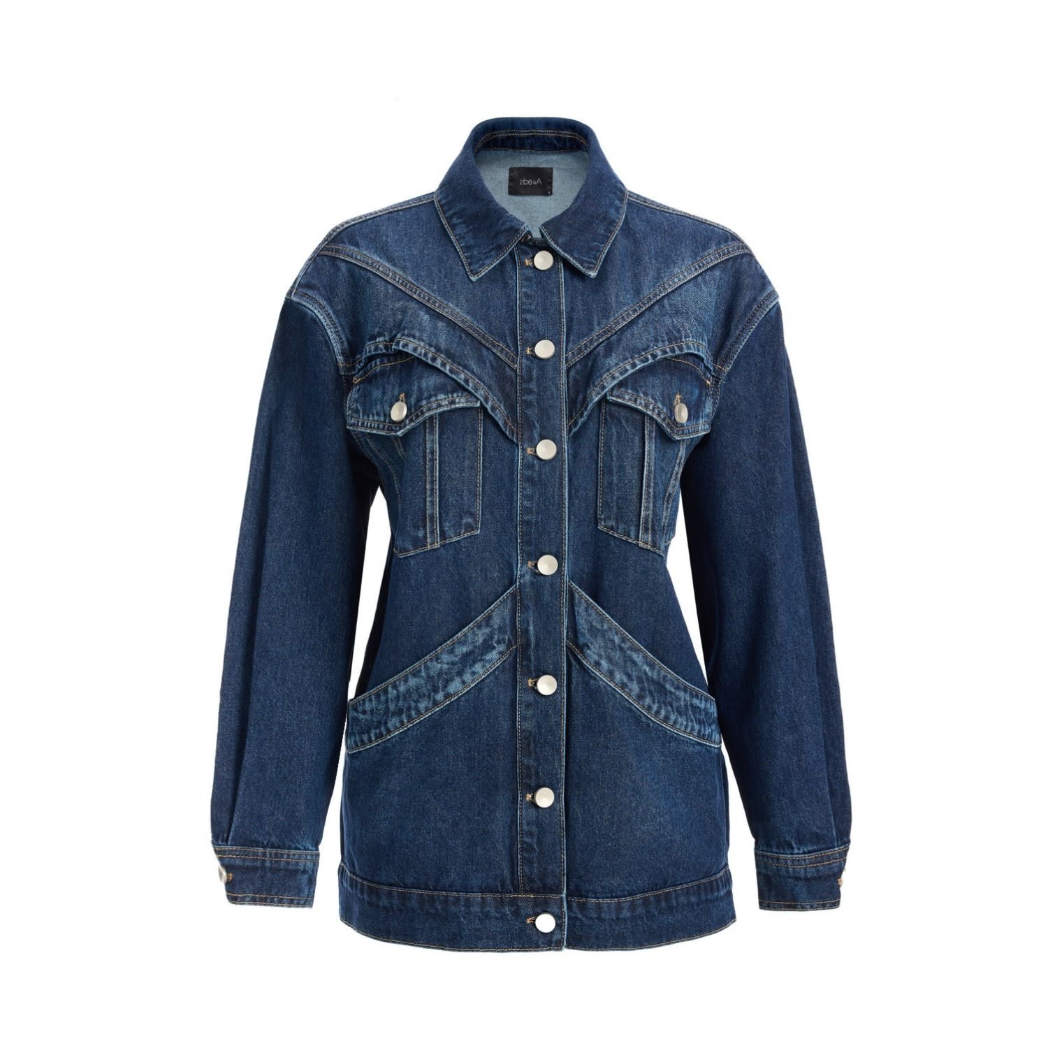 2be4a Blue Women's Large Pocket Detailed Denim Jacket In Blue