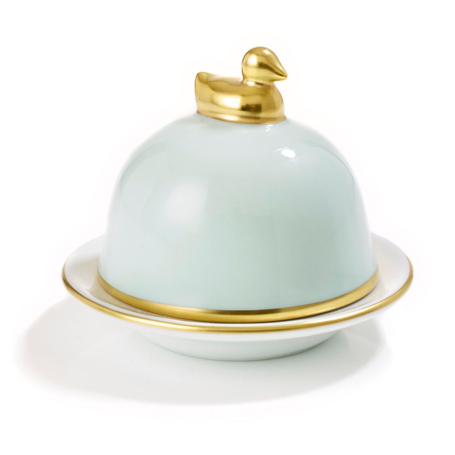 Eliská Green Butter Dish With Canard In Multi