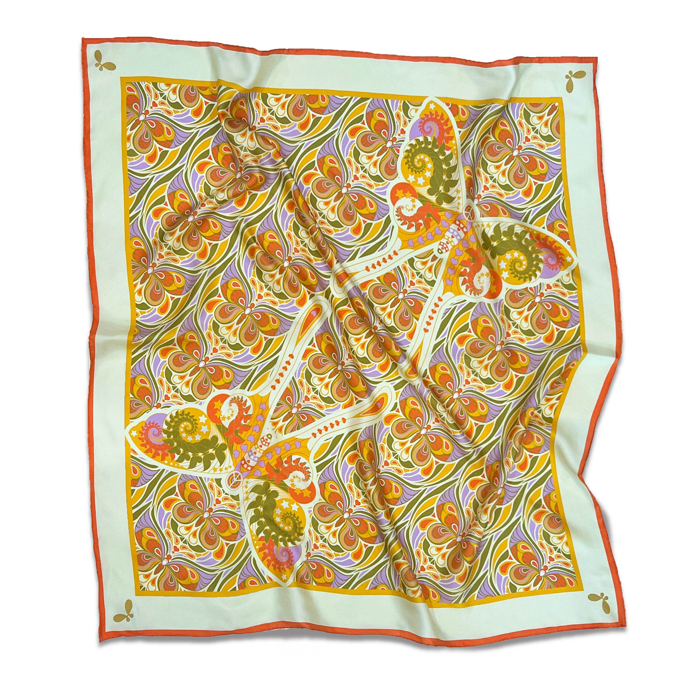 Henelle Women's Butterfly Effect Citrus Large Silk Scarf