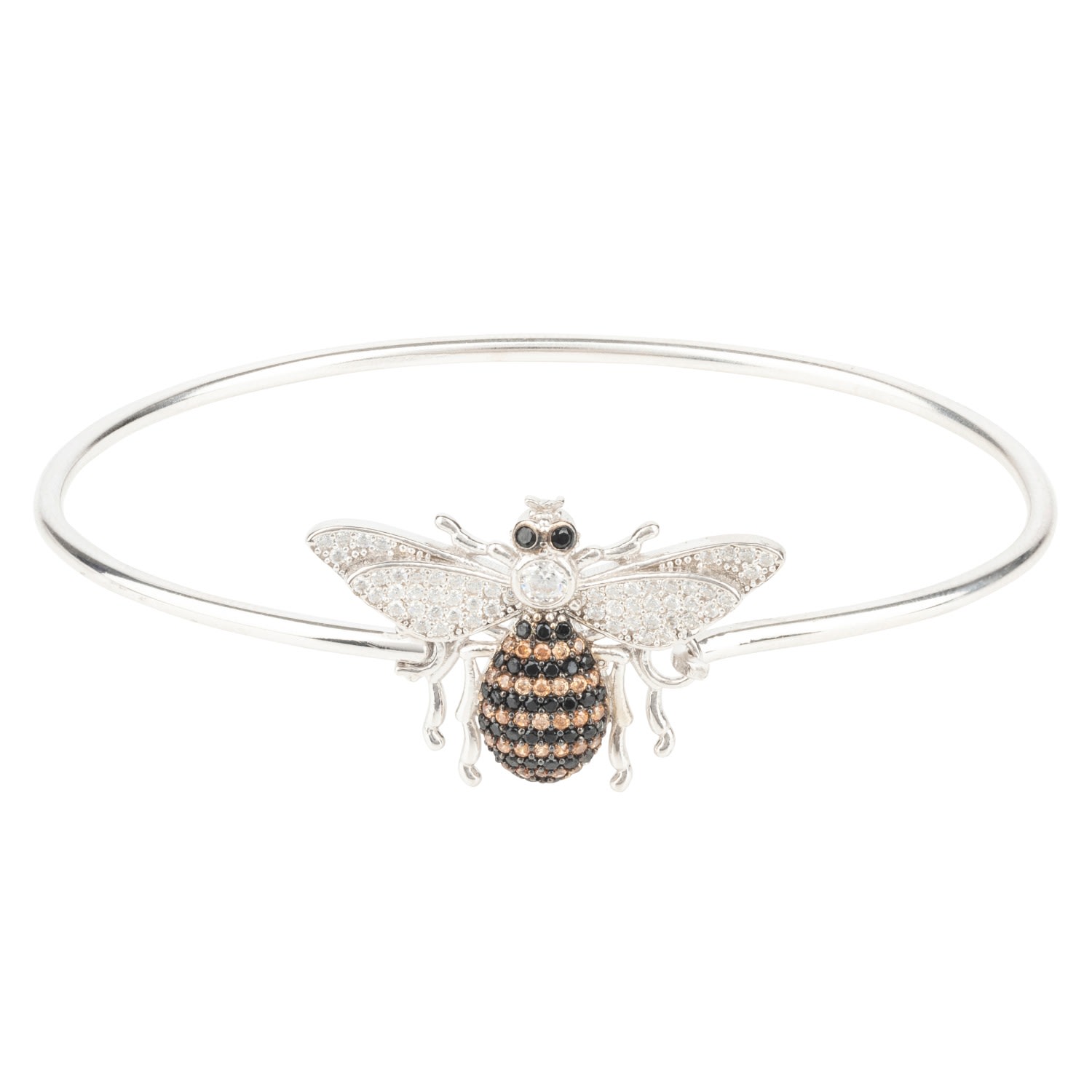 Women’s Silver / Black / White Honey Bee Bangle Bracelet Silver Latelita