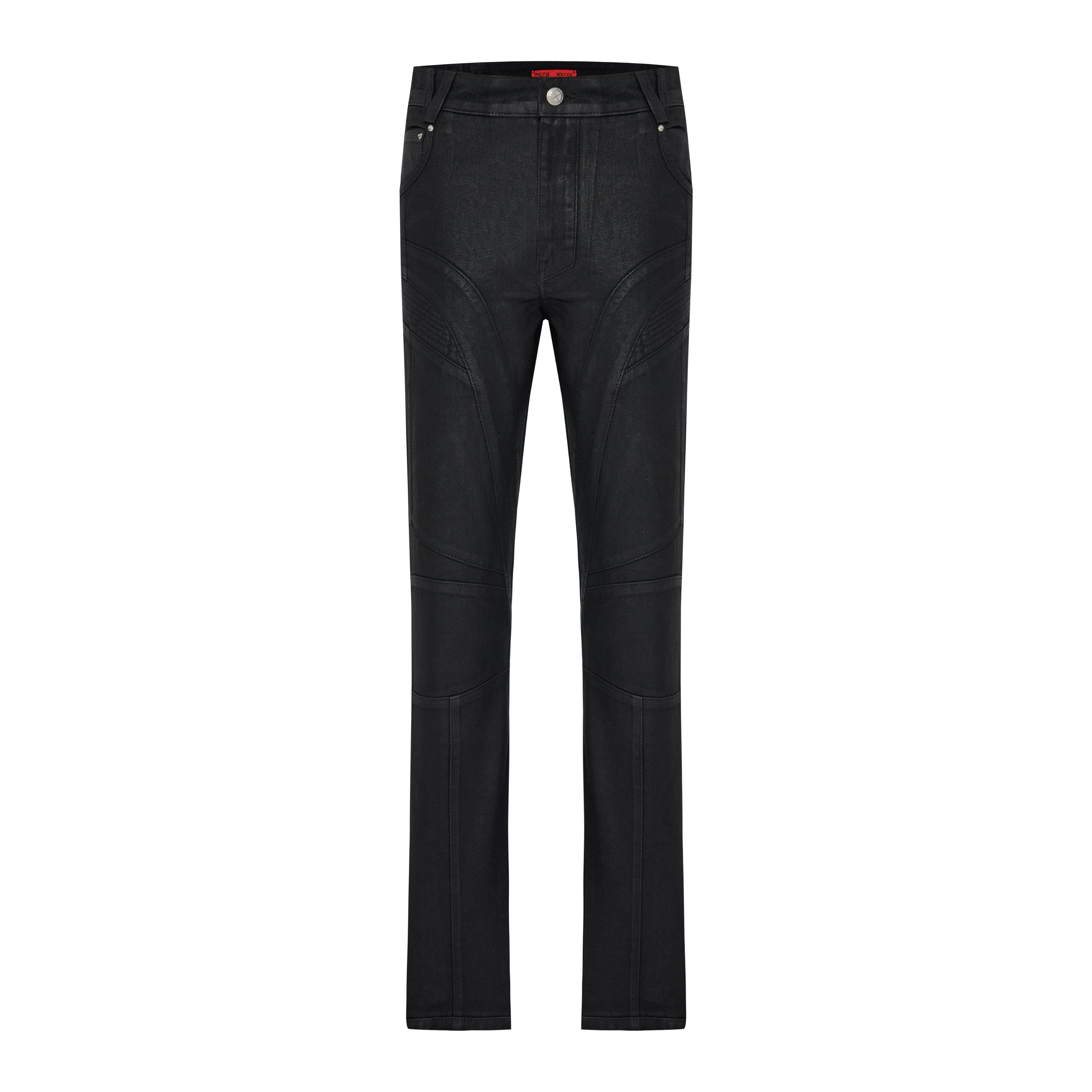 Pcfg Men's Pure Cotton Shiny Coated Denim Pant - Black In Black