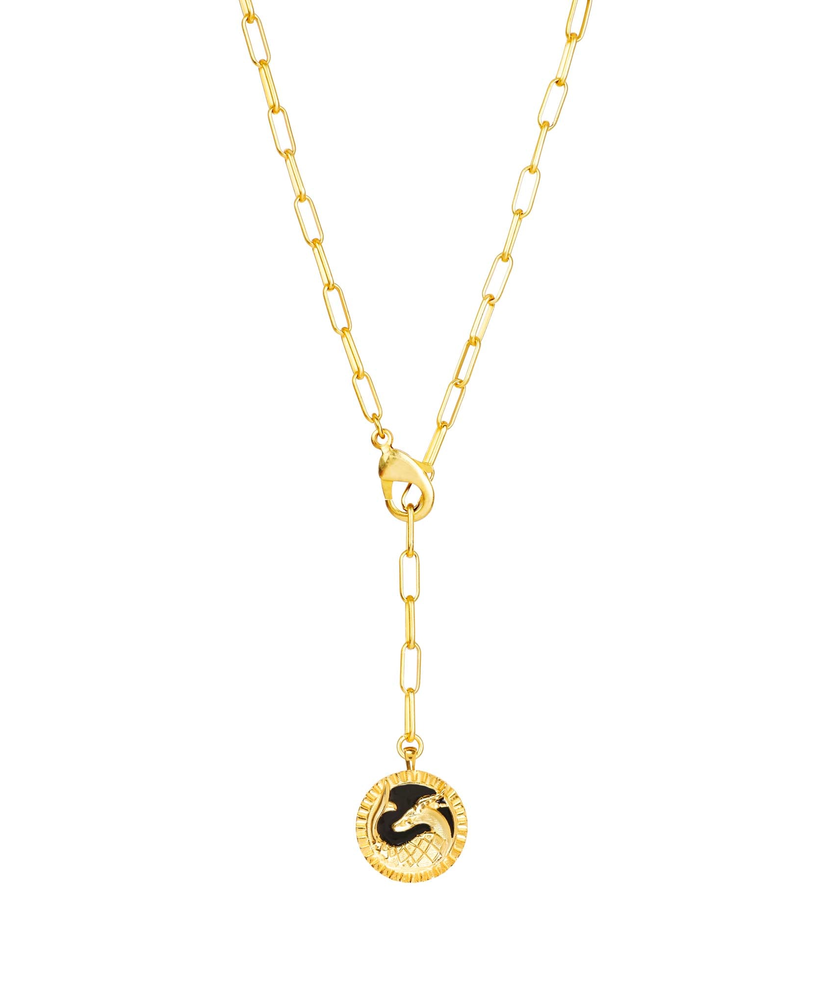 Women’s Gold / Black Zodiac Star Sign - Capricorn Necklace Lila Rasa